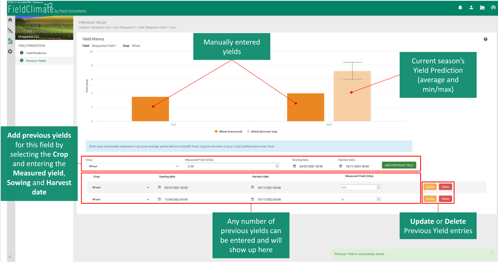 FarmView manual_Previous Yields